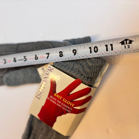 Isotoner Womens Knit Gloves Gray Suede Trim Winter Accessories  early 90s NWT - Picture 4 of 5